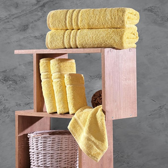 Hawmam Linen Yellow 6 Piece Bath Towels Set - Image 5