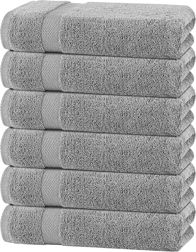 White Classic Wealuxe Light Gray Bath Towels 24x50 Inch, Cotton Towel Set by WhiteClassic