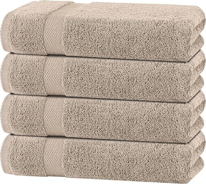 White Classic Wealuxe Taupe Bath Towels 27x54 Inch, Cotton Towel Set by WhiteClassic