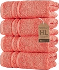 Hawmam Linen Coral Orange Hand Towels 4 Pack Turkish Cotton Premium Quality by HawmamLinen