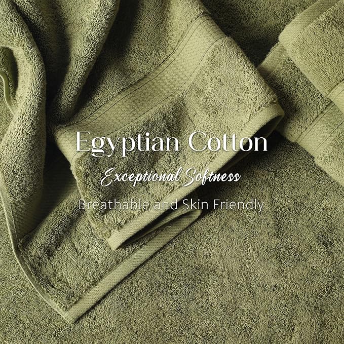 SUPERIOR Egyptian Cotton Ultra Plush & Absorbent, 3 Piece Set, Forest Green | - Image 4