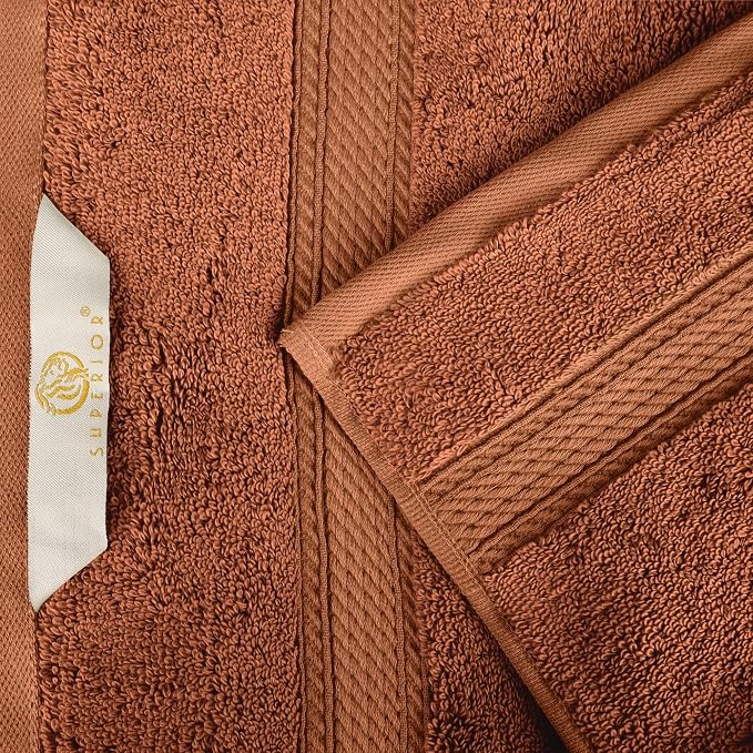 SUPERIOR Egyptian Cotton Ultra Plush & Absorbent, 10 Piece Set, Rust | Quick Dry - Image 7