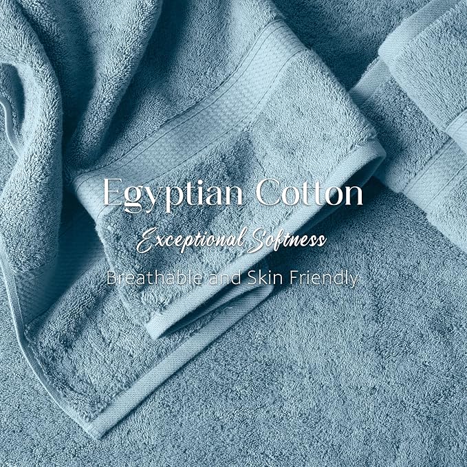 SUPERIOR Egyptian Cotton Ultra Plush & Absorbent, 6 Piece Set, Denim Blue | - Image 5