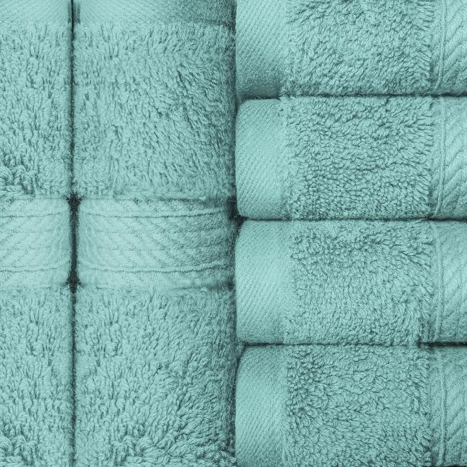 SUPERIOR Egyptian Cotton Plush & Absorbent, Face Towel Set of 6, Turquoise | - Image 5