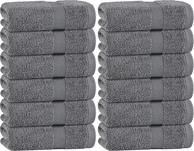 White Classic Gray Hand Towels for Bathroom Cotton Hand Towel Bulk for Gym by WhiteClassic