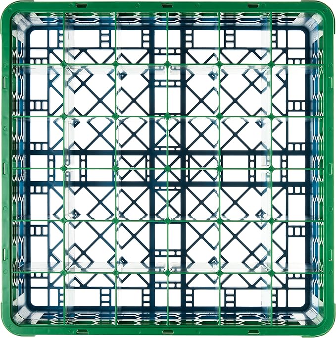 CFS RG36-1C413 OptiClean 36 Compartment Glass Rack with 1 Extender, 5.56", Polypropylene, green/CFS Blue