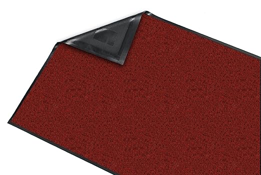Guardian Platinum Series Indoor Wiper Floor Mat, Rubber with Nylon Carpet, 4'x12', Red