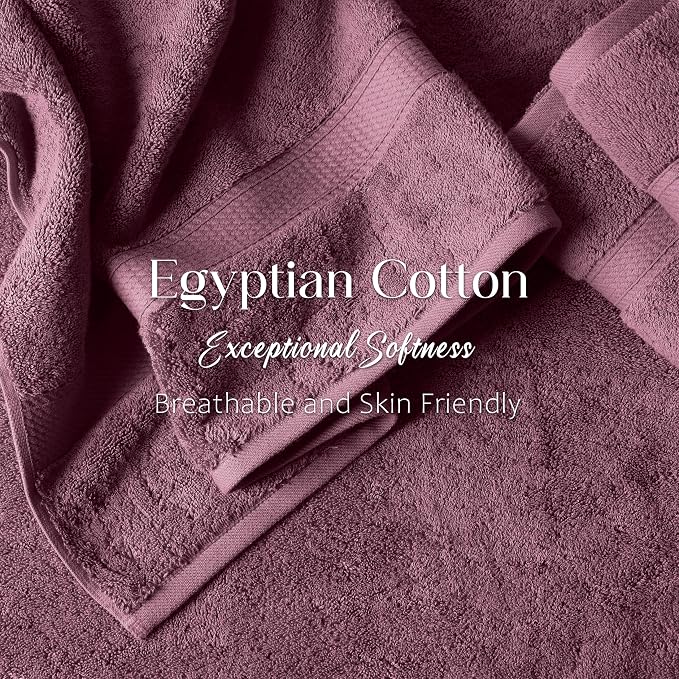 SUPERIOR Egyptian Cotton Ultra Plush & Absorbent, 12 Piece Set, Plum | - Image 4