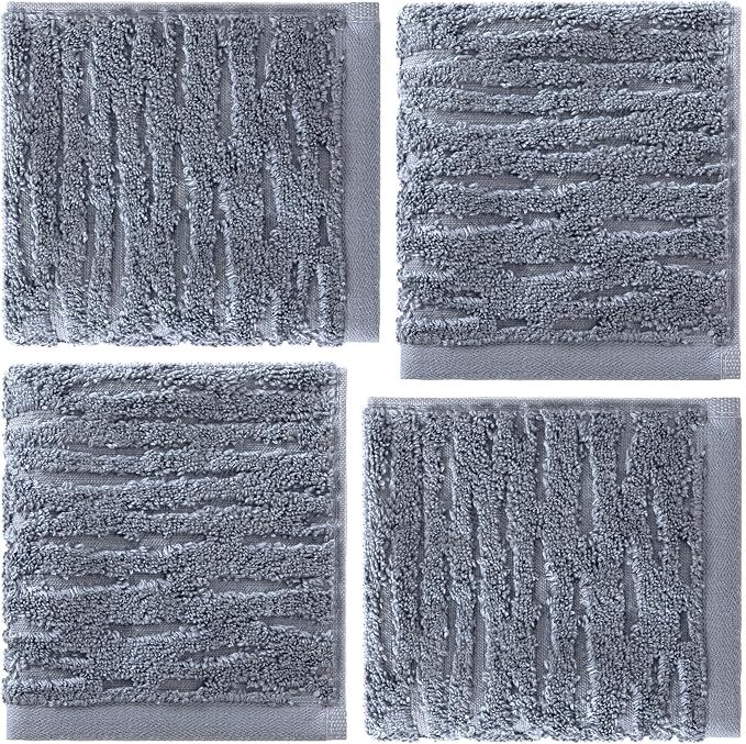 SKL Home CloudSoft Washcloth Set, 100% Cotton Luxury, Smoke Blue | Premium - Image 5