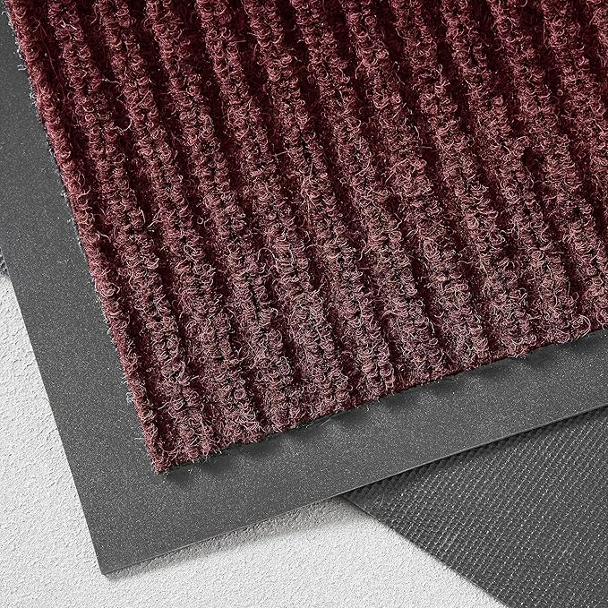 Consolidated Plastics Brush Dry Mat - Made in USA, Heavy-Duty Commercial DoorRug for Indoor/Outdoor Entryways, Non-Slip Backing for High-Traffic Areas (3' W x 10' L, Red)