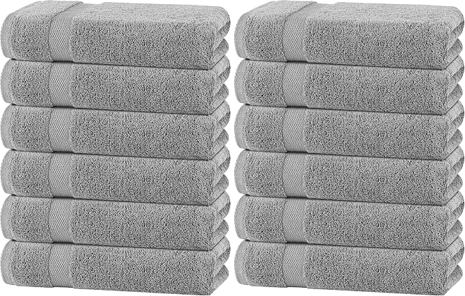 White Classic Wealuxe Light Gray Bath Towels 24x50 Inch, Cotton Towel Set by WhiteClassic