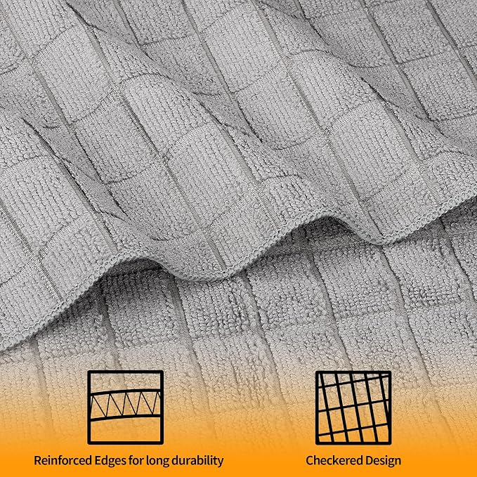 Microfiber Hand Bath Towels, 6 Pack 25''*15'' Grey Bathroom Hand Towels - Image 3