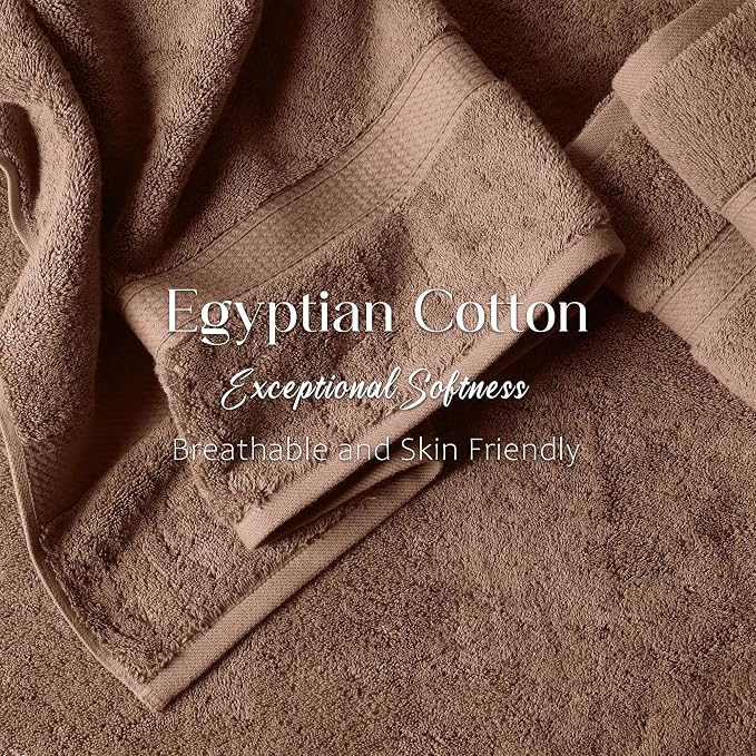 Superior Egyptian Cotton Plush & Absorbent, Bath Towel Set of 4, Chocolate | - Image 4
