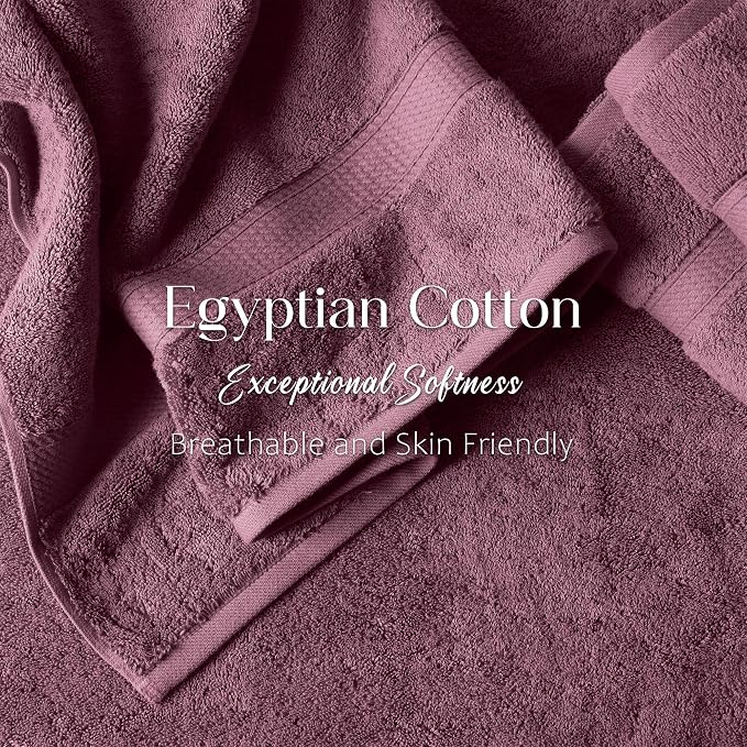 Superior Egyptian Cotton Plush & Absorbent, Bath Towel Set of 4, Plum | Quick - Image 4