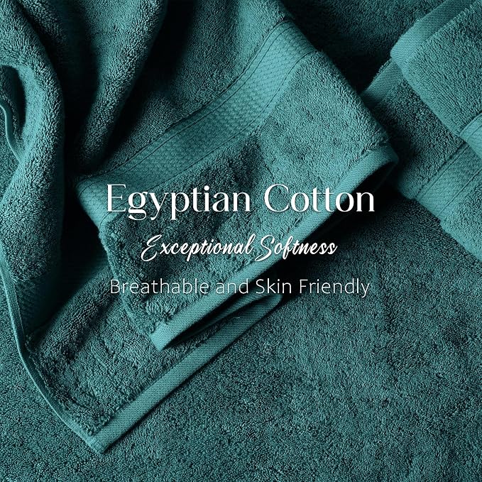 Superior Egyptian Cotton Plush & Absorbent, Bath Towel Set of 4, Teal | Quick - Image 4