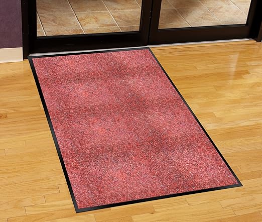 Guardian Silver Series Indoor Walk-Off Floor Mat, Vinyl/Polypropylene, 3'x6', Black/Red