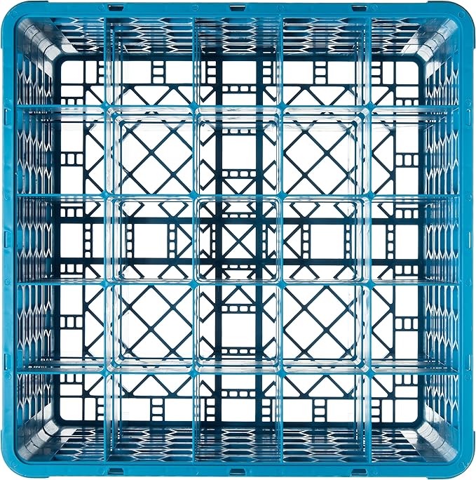 Carlisle FoodService Products RG25-414 OptiClean 25 Compartment Glass Rack with 4 Extenders, 3-1/2" Compartments, Blue (Pack of 2)