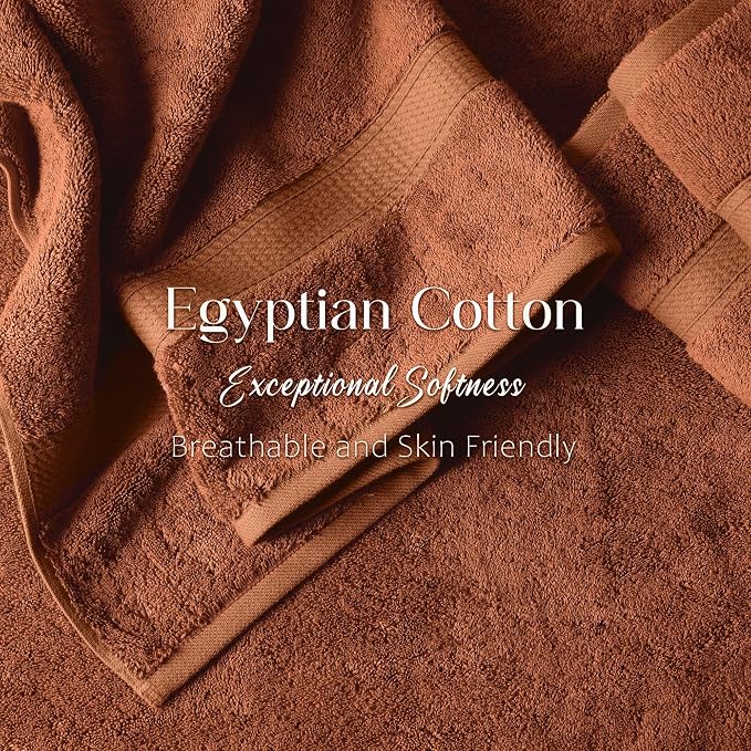 SUPERIOR Egyptian Cotton Ultra Plush & Absorbent, 10 Piece Set, Rust | Quick Dry - Image 5