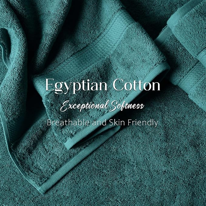 Superior Egyptian Cotton Ultra Plush & Absorbent, 3 Piece Set, Teal | Quick Dry - Image 4