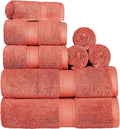 SUPERIOR Egyptian Cotton Ultra Plush & Absorbent, 8 Piece Set, Coral | Quick Dry by SUPERIOR