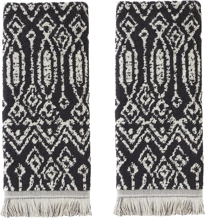SKL Home Nador Hand Towel Set-2pc, Premium 100% Cotton, reversible jacquard. by SKLHomebySaturdayKnightLtd
