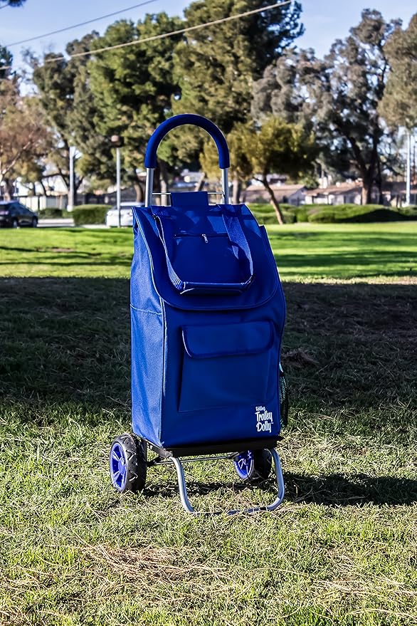 dbest products Trolley Dolly Blue Foldable Shopping cart for Groceries with Wheels and Removable Bag and Rolling Personal Handtruck, Standard