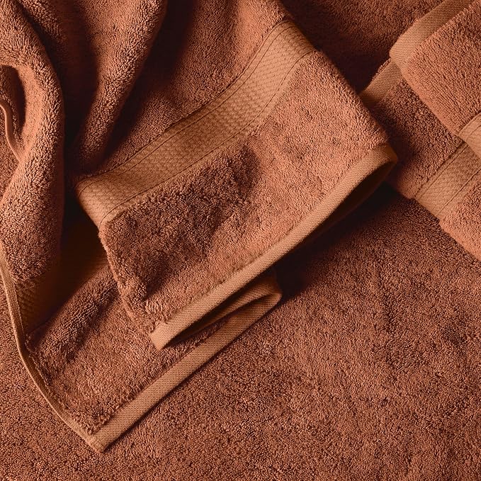 SUPERIOR Egyptian Cotton Ultra Plush & Absorbent, 12 Piece Set, Rust | - Image 7