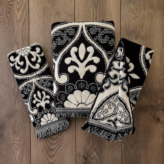SKL Home Amherst Medallion Hand Towel Set-2pc, Premium 100% Cotton, reversible - Image 5