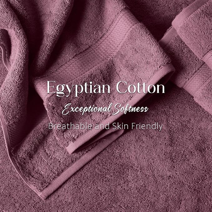 SUPERIOR Egyptian Cotton Ultra Plush & Absorbent, 3 Piece Set, Plum | Quick Dry - Image 4