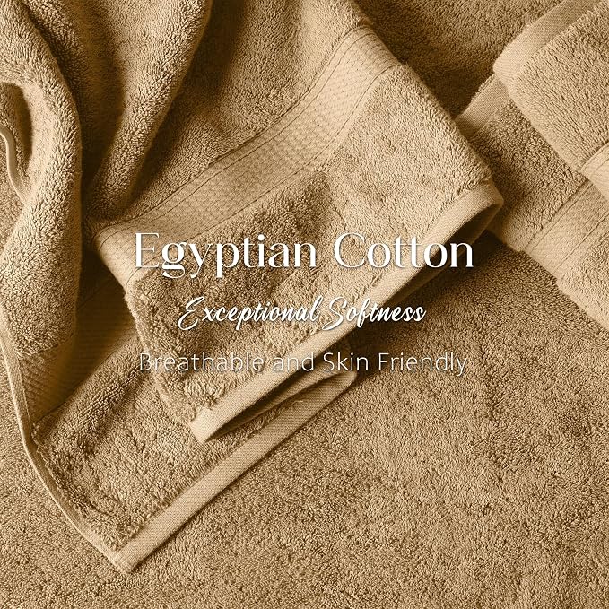 Superior Egyptian Cotton Plush & Absorbent, Bath Towel Set of 4, Toast | Quick - Image 4