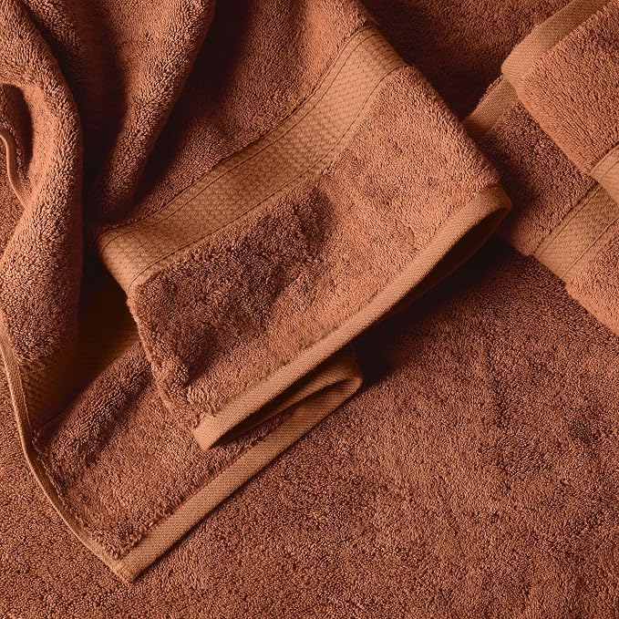 SUPERIOR Egyptian Cotton Ultra Plush & Absorbent, 10 Piece Set, Rust | Quick Dry - Image 8