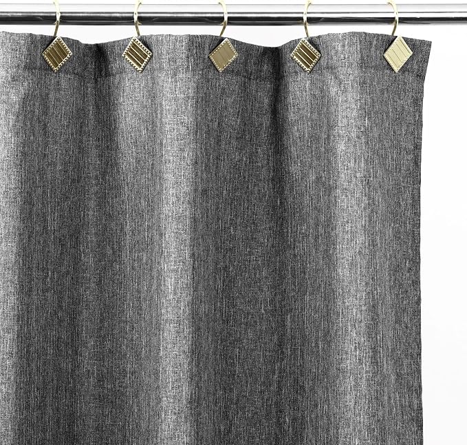 Brass Gold Shower Curtain Hooks: 12PCS Geometric Bathroom Curtain Rings | - Image 7