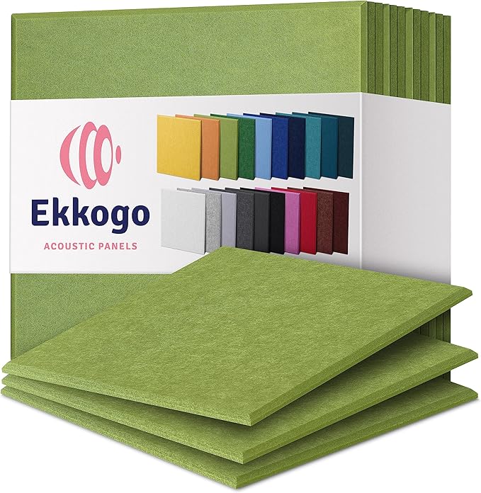 Acoustic Panels 12-Pack Soundproof Wall 12"X12"X0.4" - High Density Sound Dampening [Gin Green Square]