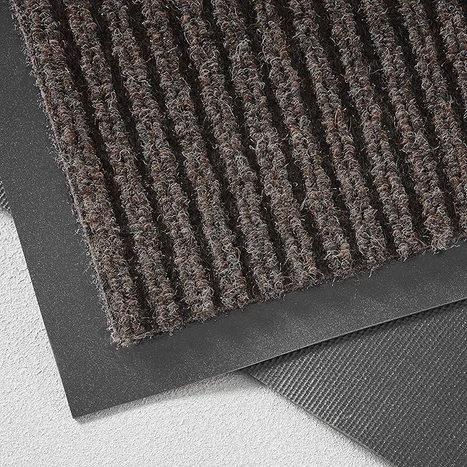 Consolidated Plastics Brush Dry Mat - Made in USA, Heavy-Duty Commercial DoorRug for Indoor/Outdoor Entryways, Non-Slip Backing for High-Traffic Areas (3' W x 6' L, Brown)