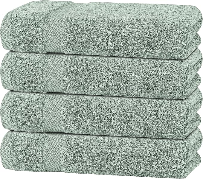 White Classic Green Bath Towels 27x54 Inch, Cotton Towel Set by WhiteClassic