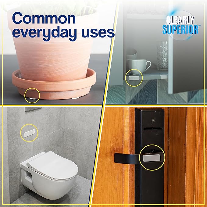 Gel Bumpers - Rectangle Variety Pack of 18 Small, Medium & Large – Low Profile - Protects Surfaces & Quiets Contact - Prevents Damage to Walls, Furniture, Appliances. - Peel & Stick