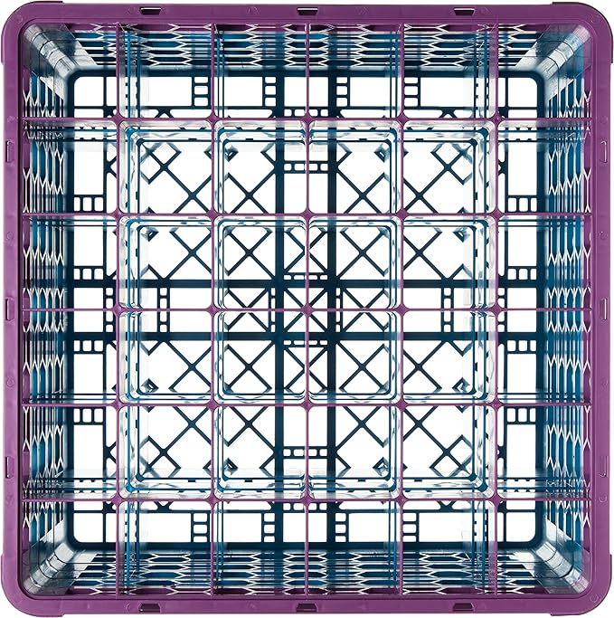 CFS RG36-4C414 OptiClean 36 Compartment Glass Rack with 4 Extenders, 10.3", Polypropylene, Lavender/CFS Blue