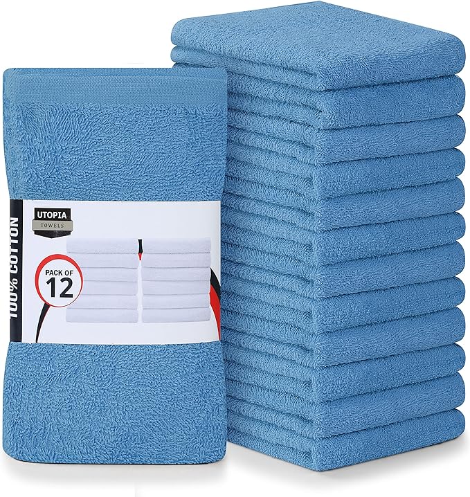 Utopia Towels Kitchen Bar Mops, 12 Pack 16x19 in 100% Cotton, Electric Blue | by Unknown