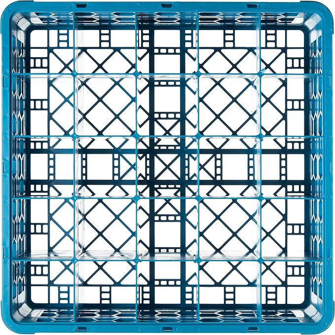 Carlisle FoodService Products Opticlean 25-Compartment Glass Rack with 1 Extender, Blue , 5.56"