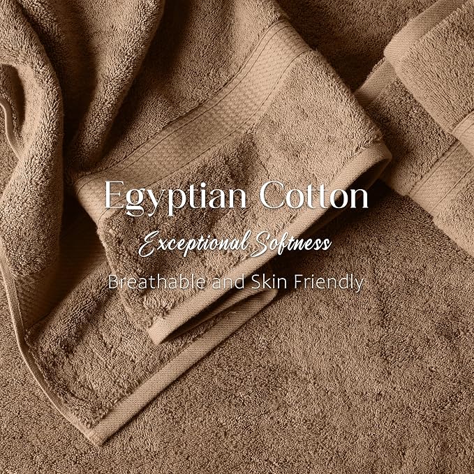 SUPERIOR Egyptian Cotton Plush & Absorbent, Bath Towel Set of 2, Latte | Quick - Image 5