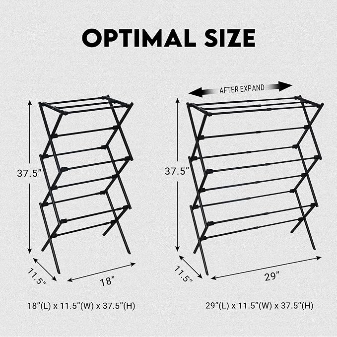 ZOES HOMEWARE Clothes Drying Rack, Collapsible Drying Rack Clothing - Image 7