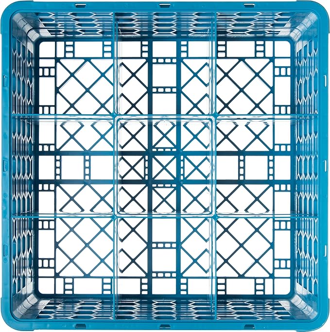 Carlisle FoodService Products RG9-314 OptiClean 9 Compartment Glass Rack with 3 Extenders, 8.72", Blue, Polypropylene, Blue