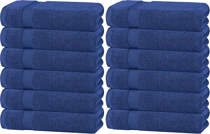White Classic Wealuxe Navy Blue Bath Towels 24x50 Inch, Cotton Towel Set by WhiteClassic