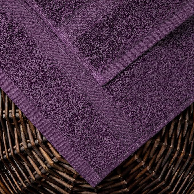 SUPERIOR Egyptian Cotton Ultra Plush & Absorbent, 10 Piece Set, Plum | Quick Dry - Image 4
