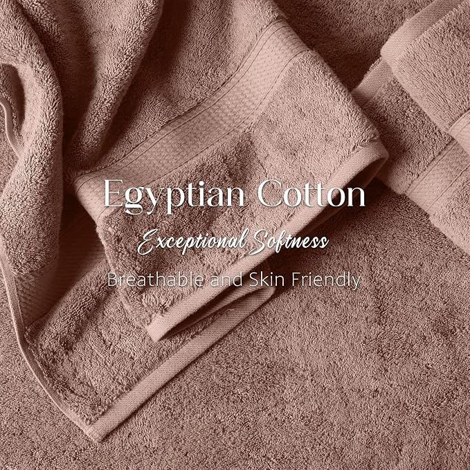 Superior Egyptian Cotton Plush Absorbent, Bath Towel Set of 4, Muted Mauve | - Image 4