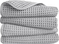 POLYTE 430 GSM Poly Blend Microfiber Quick Dry Waffle Hand Towel, 16x30 in | 4 by Polyte