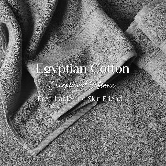 Superior Egyptian Cotton Plush & Absorbent, Bath Towel Set of 4, Charcoal | - Image 4