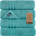 Hawmam Linen Teal Turquoise Bath Towels 4 Pack Soft and Absorbent by HawmamLinen