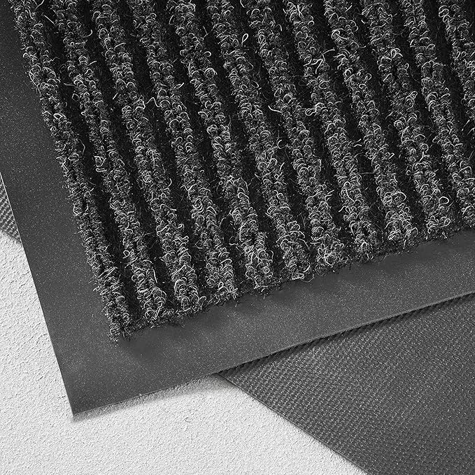 Consolidated Plastics Brush Dry Mat - Made in USA, Heavy-Duty Commercial DoorRug for Indoor/Outdoor Entryways, Non-Slip Backing for High-Traffic Areas (2' W x 3' L, Charcoal)