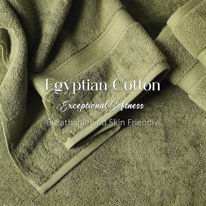 Superior Egyptian Cotton Ultra Plush & Absorbent, 6 Piece Set, Forest Green | - Image 5